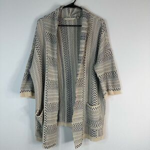 Soft Surroundings Boho Knit Open Front Cardigan Pockets Womens Large Casual Chic